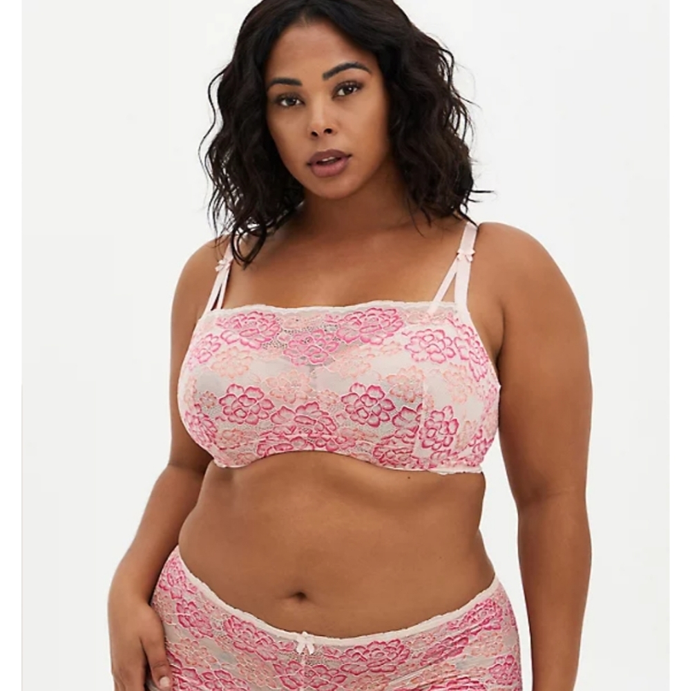 BANDEAU MULTIWAY UNLINED BALCONETTE BRA LACE PINK